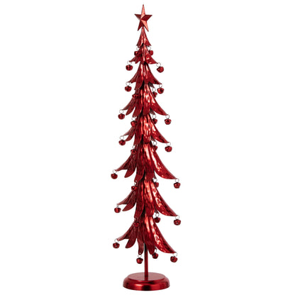 Rode metalen kerstboom met ster van J-Line, zijaanzicht op witte achtergrond