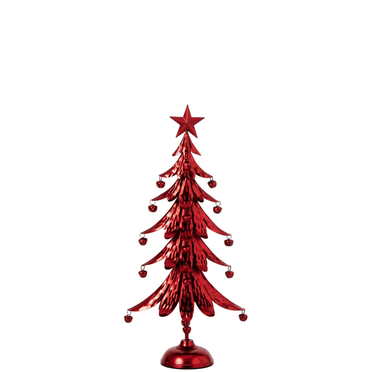 Klein rood kerstboompje van J-Line van 56 cm met ster op een ronde voet