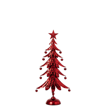Klein rood kerstboompje van J-Line van 56 cm met ster op een ronde voet