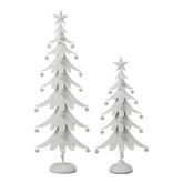 Set Van 2 Kerstbomen Met Ster Wit van J-Line, beide bomen naast elkaar op witte achtergrond