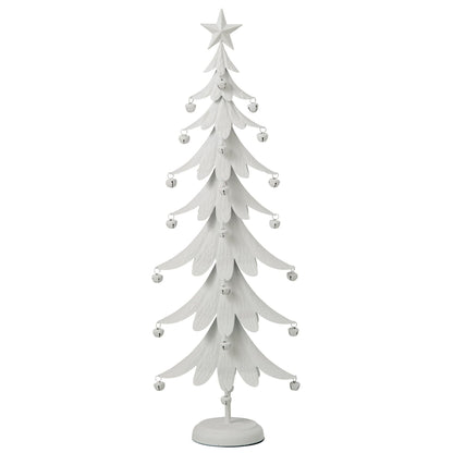 Grote witte metalen kerstboom van J-Line van 78,5 cm met ster en belletjes