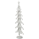 Witte metalen kerstboom met ster van J-Line, zijaanzicht op witte achtergrond