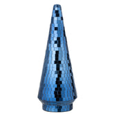 Kerstboom Spiegelglas Blauw Large van J-Line, onderdeel van de Set Van 2 Kerstbomen Spiegelglas Blauw, op witte achtergrond