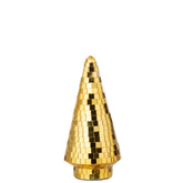 Kerstboom Spiegelglas Goud Medium van J-Line, onderdeel van de Set Van 2 Kerstbomen Spiegelglas Goud, op witte achtergrond