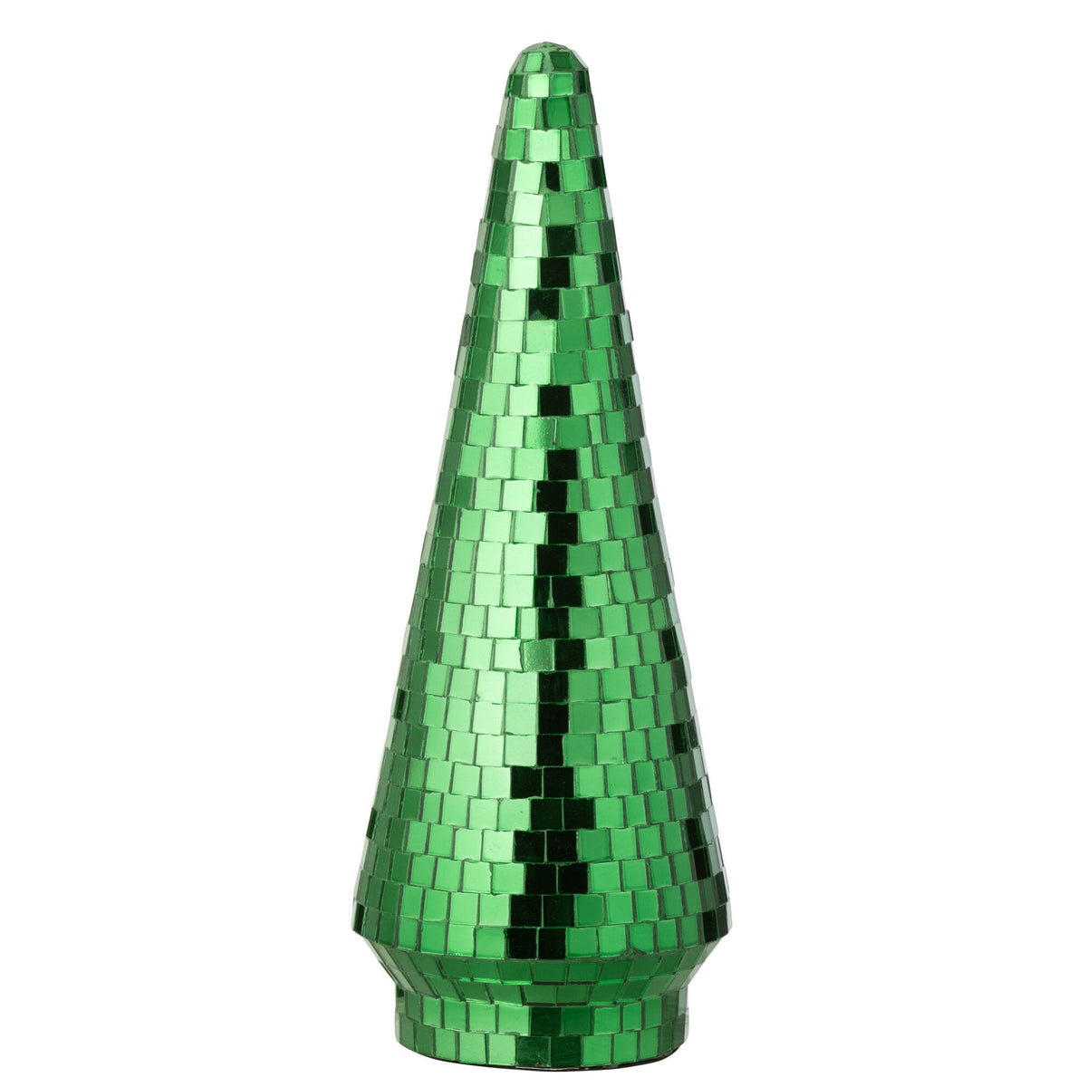 Kerstboom Spiegelglas Groen Large van J-Line, onderdeel van de Set Van 2 Kerstbomen Spiegelglas Groen, op witte achtergrond