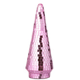 Kerstboom Spiegelglas Roze Large van J-Line, onderdeel van de Set Van 2 Kerstbomen Spiegelglas Roze, op witte achtergrond