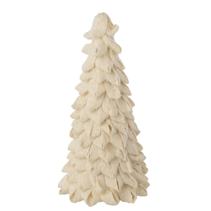 Kerstboom Vilt Ecru Large van J-Line, onderdeel van de Set Van 2 Kerstbomen Vilt Ecru, op witte achtergrond
