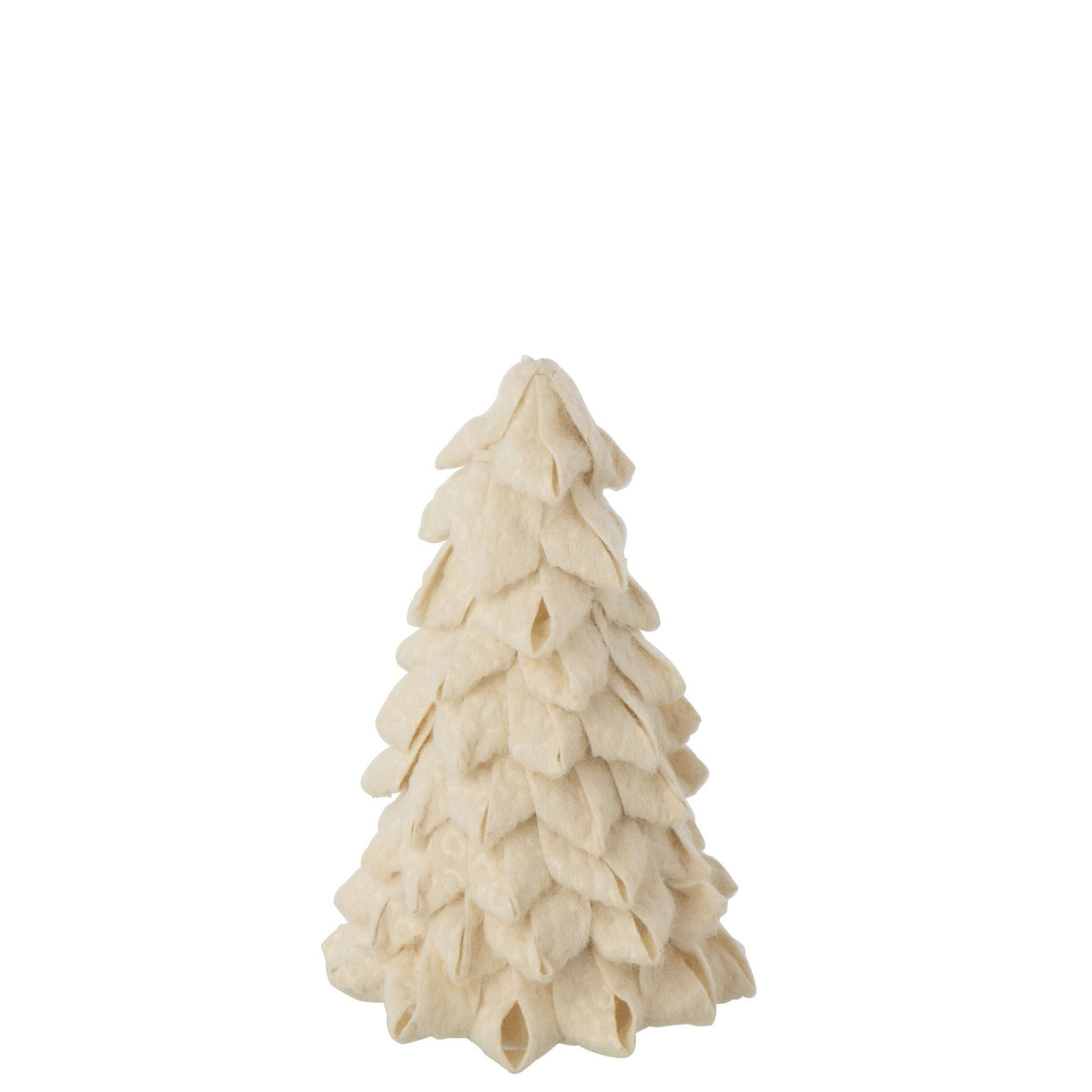 Kerstboom Vilt Ecru Small van J-Line, onderdeel van de Set Van 2 Kerstbomen Vilt Ecru, op witte achtergrond
