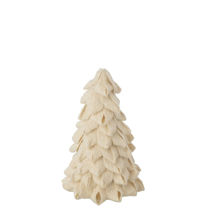 Kerstboom Vilt Ecru Small van J-Line, onderdeel van de Set Van 2 Kerstbomen Vilt Ecru, op witte achtergrond