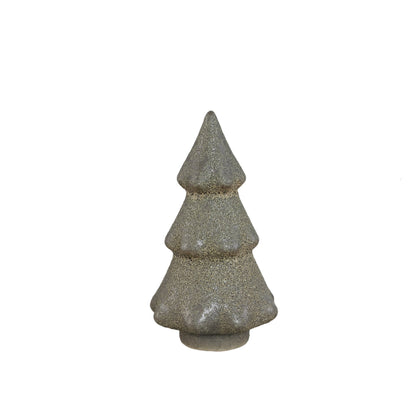 Set Van 2 Malin Kerstbomen Keramiek Groen Ruw van PTMD, Malin Kerstboom Large uit de set los op witte achtergrond