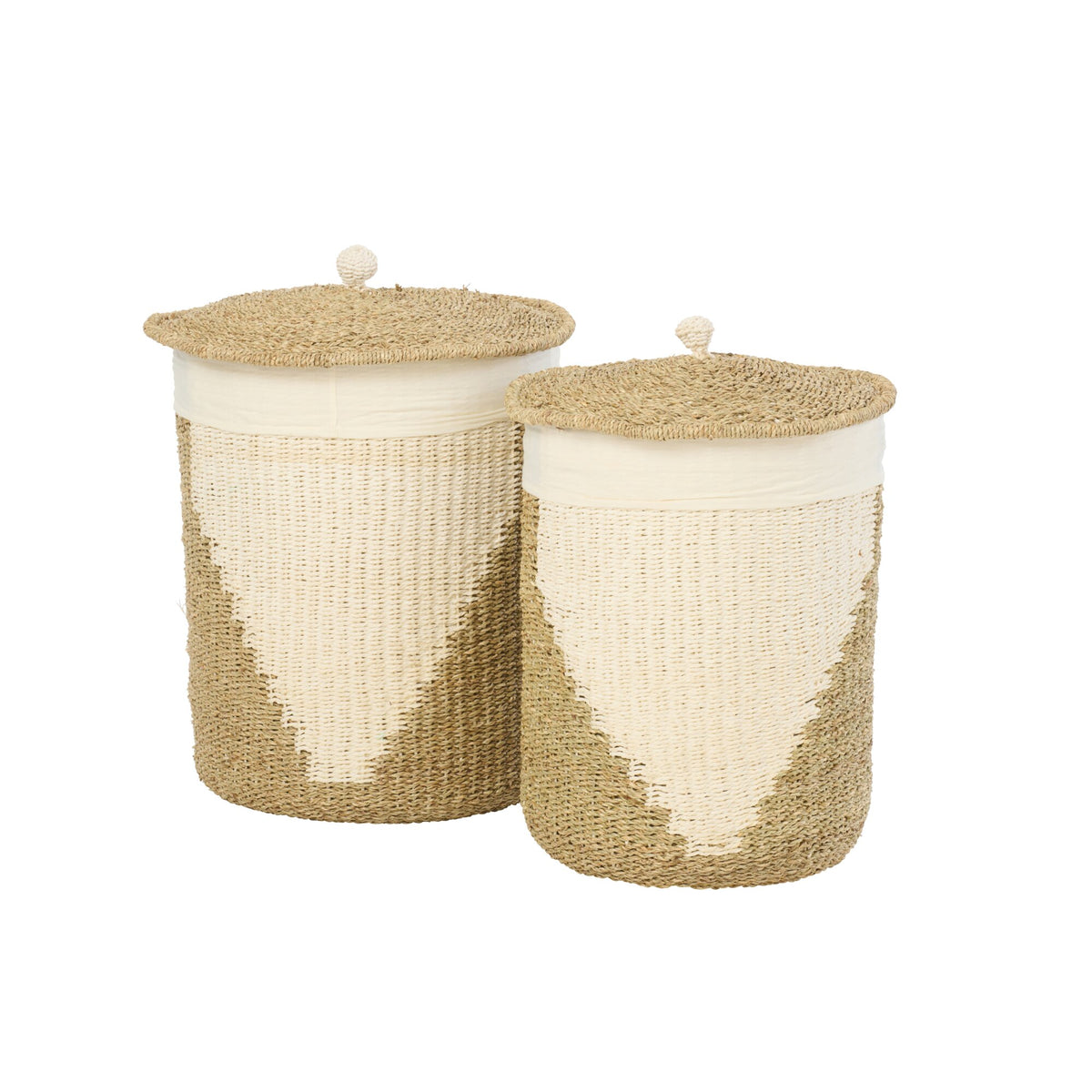 Set Van 2 Mand + Deksel Papier Wit/Naturel J-Line