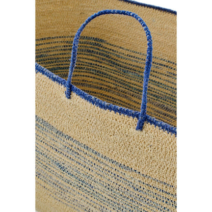 Set Van 2 Mand Met Handvat Gestreept Zeegras Naturel/Blauw J-Line