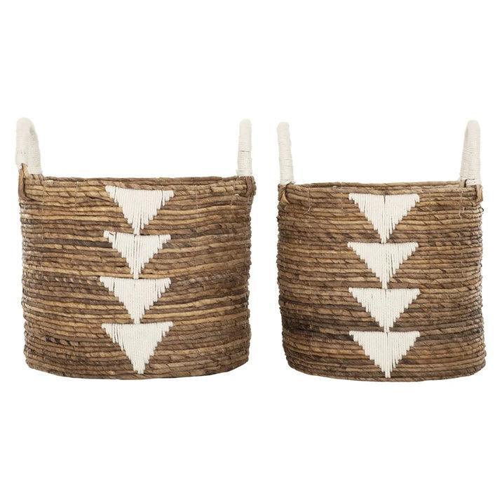Rotan manden Lima met witte accenten vooraanzicht