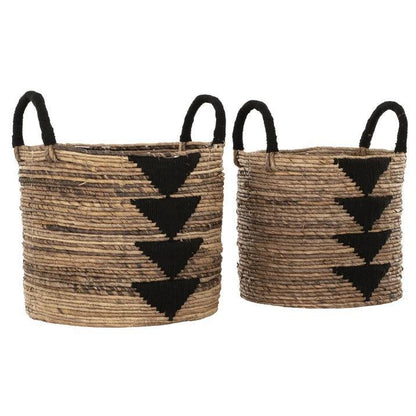 Rotan manden Lima met zwarte accenten vooraanzicht