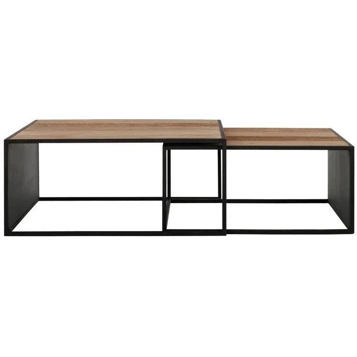 Set Van 2 Salontafels Cosmo Vierkant van DTP Home in gerecycled teakhout