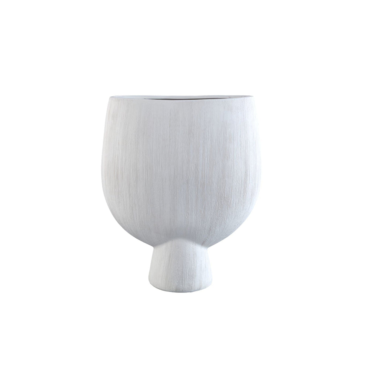 Tywin pot medium uit de witte set van PTMD, ovale keramieken schaal op voet