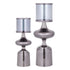 Set Van 2 Uvira Windlichten Grijs Gunmetal van PTMD, beide windlichten naast elkaar op witte achtergrond
