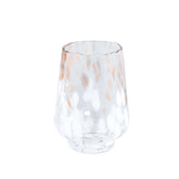 Angelina Windlicht Wit Goud Small van PTMD, onderdeel van de Set Van 2 Windlichten Angelina Glas Wit Goud, op witte achtergrond