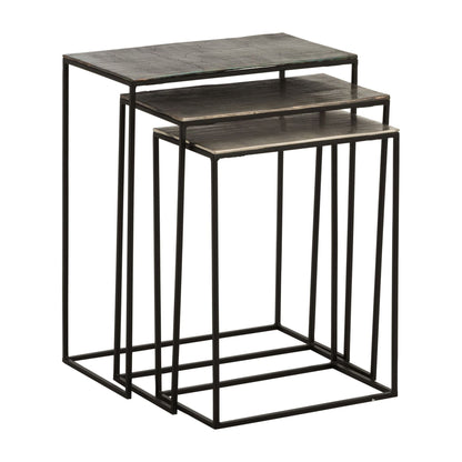 Set van 3 Bijzettafels Rechthoek Aluminium Zwart/Mix J-Line