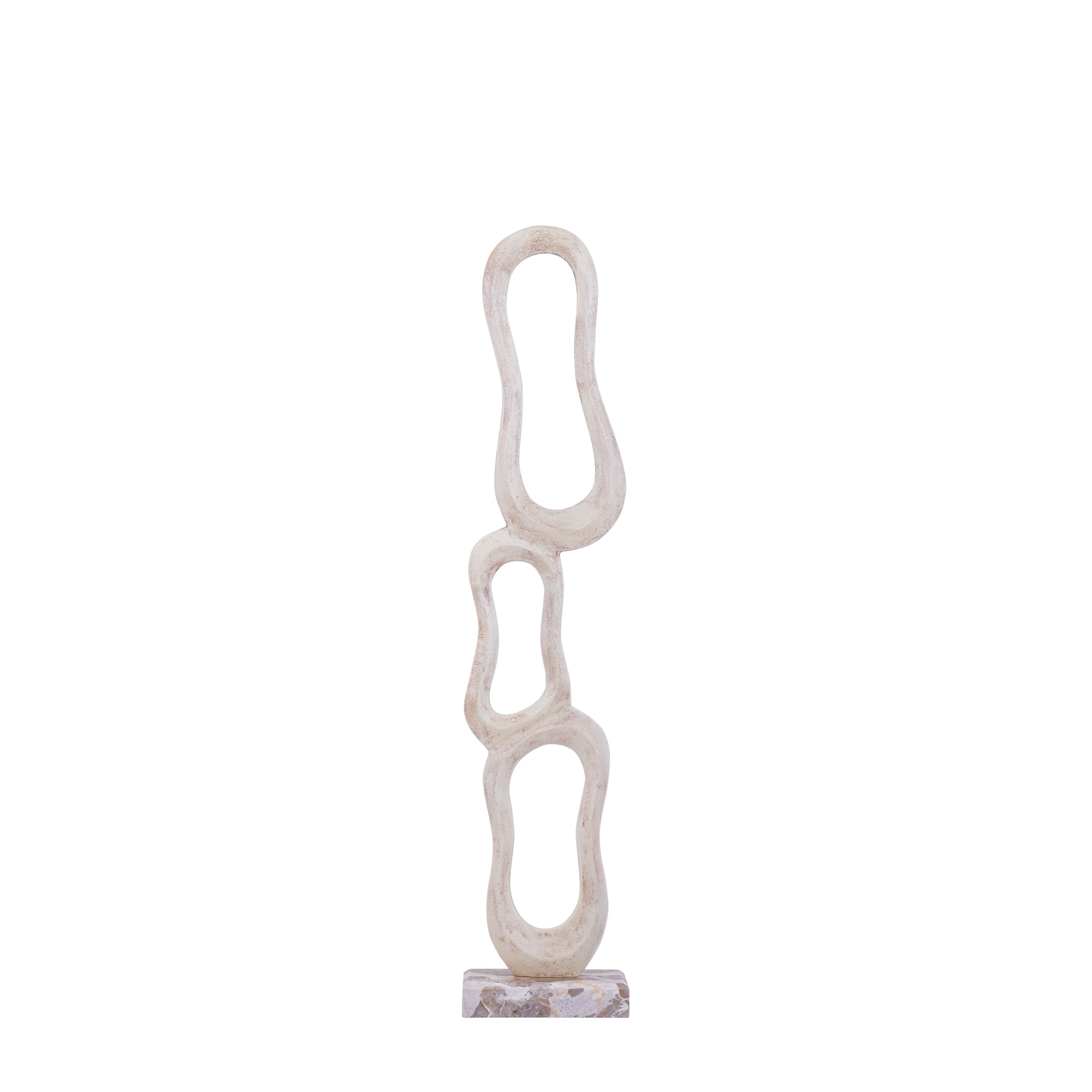 Set Van 3 Camare Beelden Abstract Beige van PTMD, het middelgrote beeld op witte achtergrond