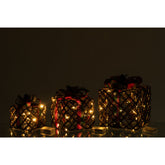 Verlichte cadeaudozen van J-Line als kerstdecoratie, zachte gloed in donkerbruin en kerstrood