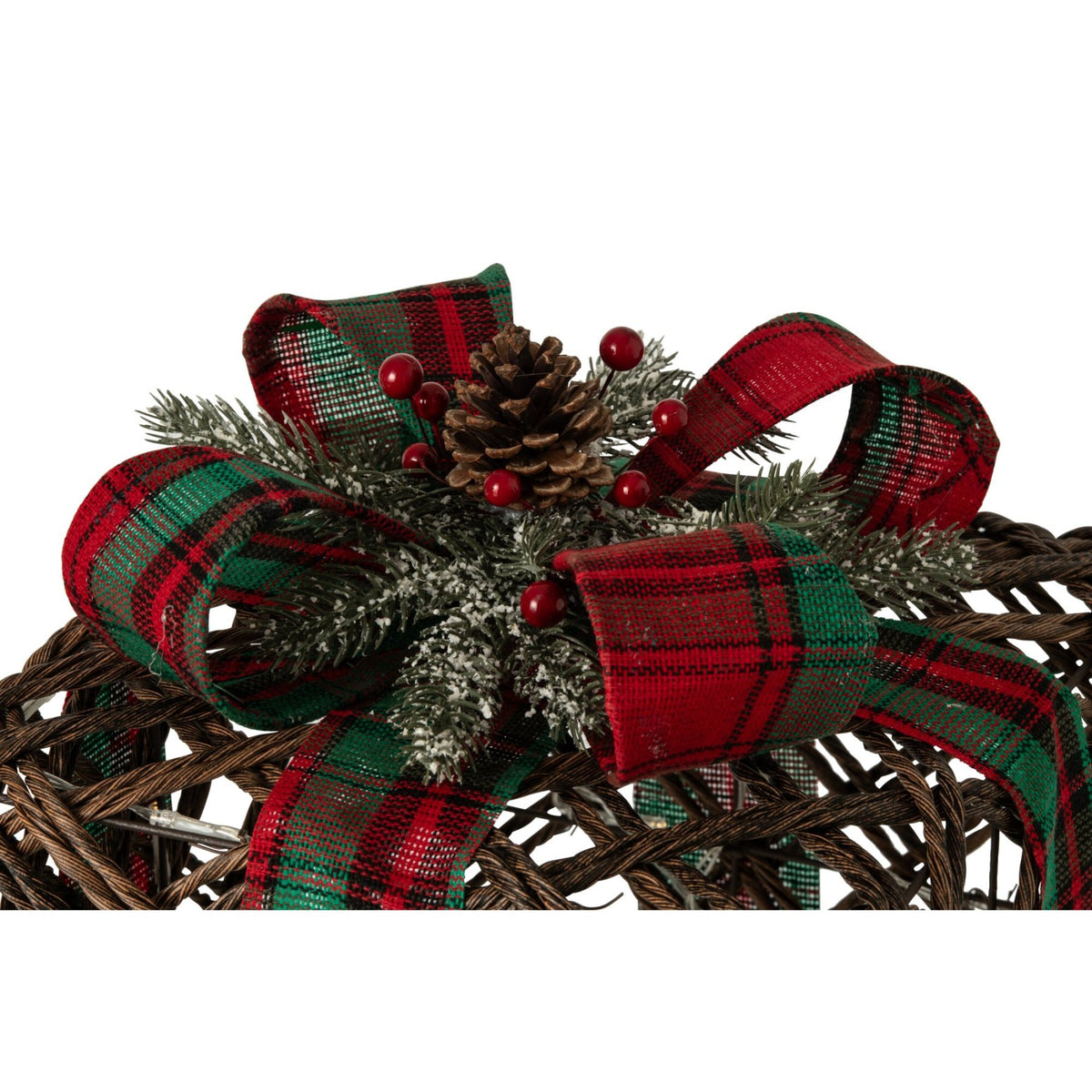 Cadeaudozen van J-Line met dennenappels en strik, gestyled bij de kerstboom