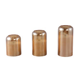 Set Van 3 Glass Led Amber LED Kaarsen van PTMD, de complete set met alle drie de kaarsen naast elkaar