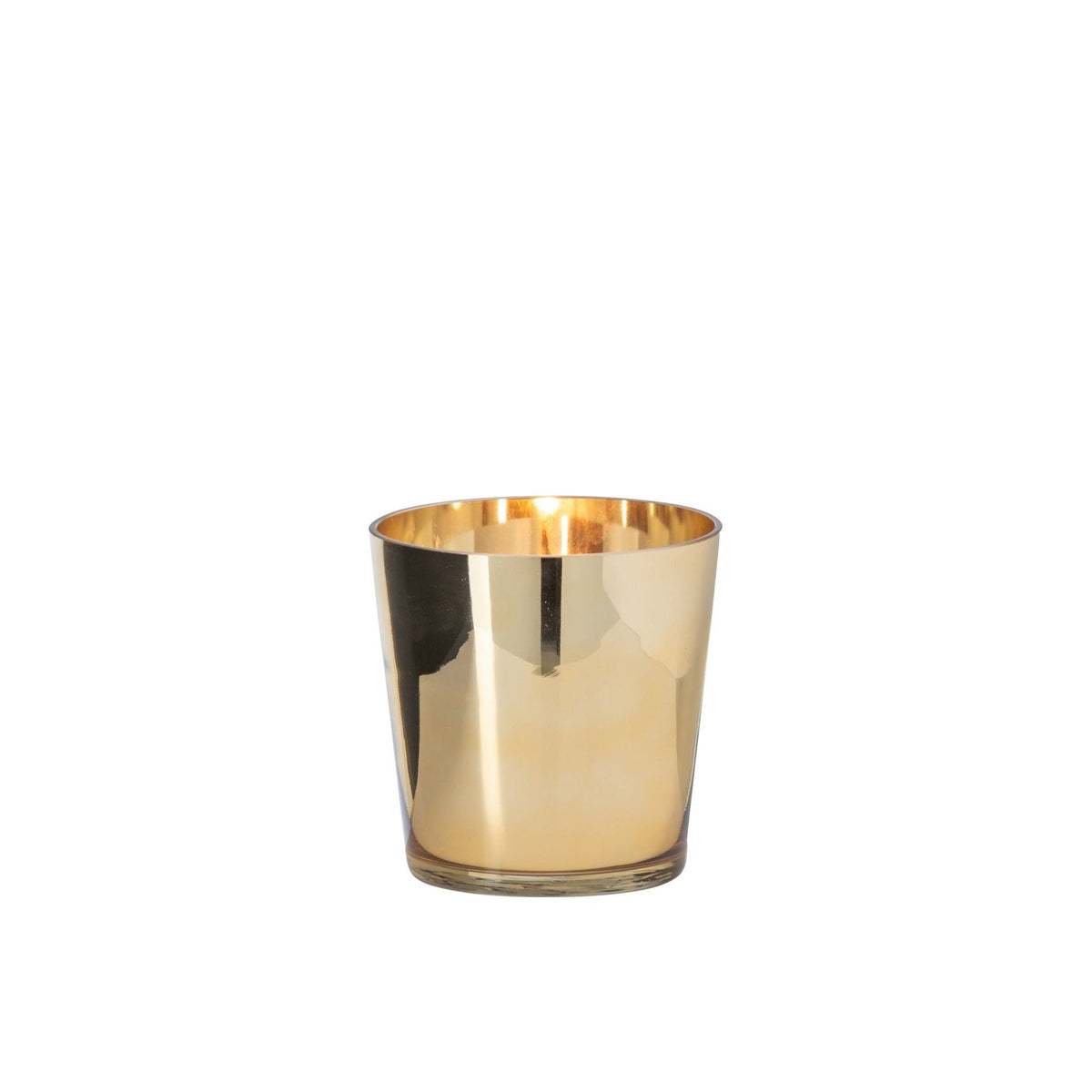 Kaarshouder Glas Goud Small uit de set van J-Line, compacte glazen houder van 16 cm