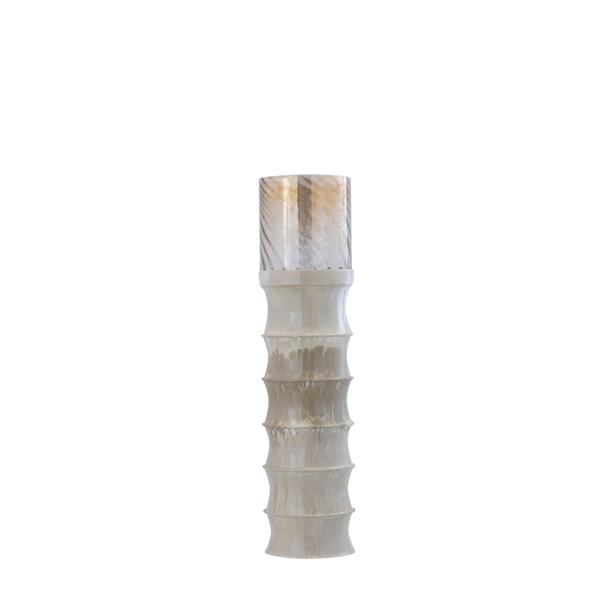 Set Van 3 Kaylyne Windlichten Crème Emaille van PTMD, het kleine windlicht op witte achtergrond