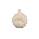 Set Van 3 Kelline Glazen Vazen Ribbel van PTMD, de crème glazen vaas big op witte achtergrond