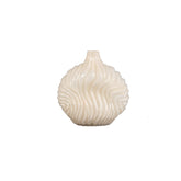 Set Van 3 Kelline Glazen Vazen Ribbel van PTMD, de crème glazen vaas small op witte achtergrond