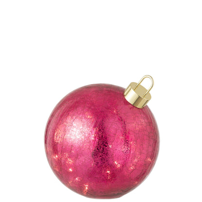 Kerstbal Led Glas Donkerroze Large van J-Line, onderdeel van de Set Van 3 Kerstballen Led Glas Donkerroze, op witte achtergrond