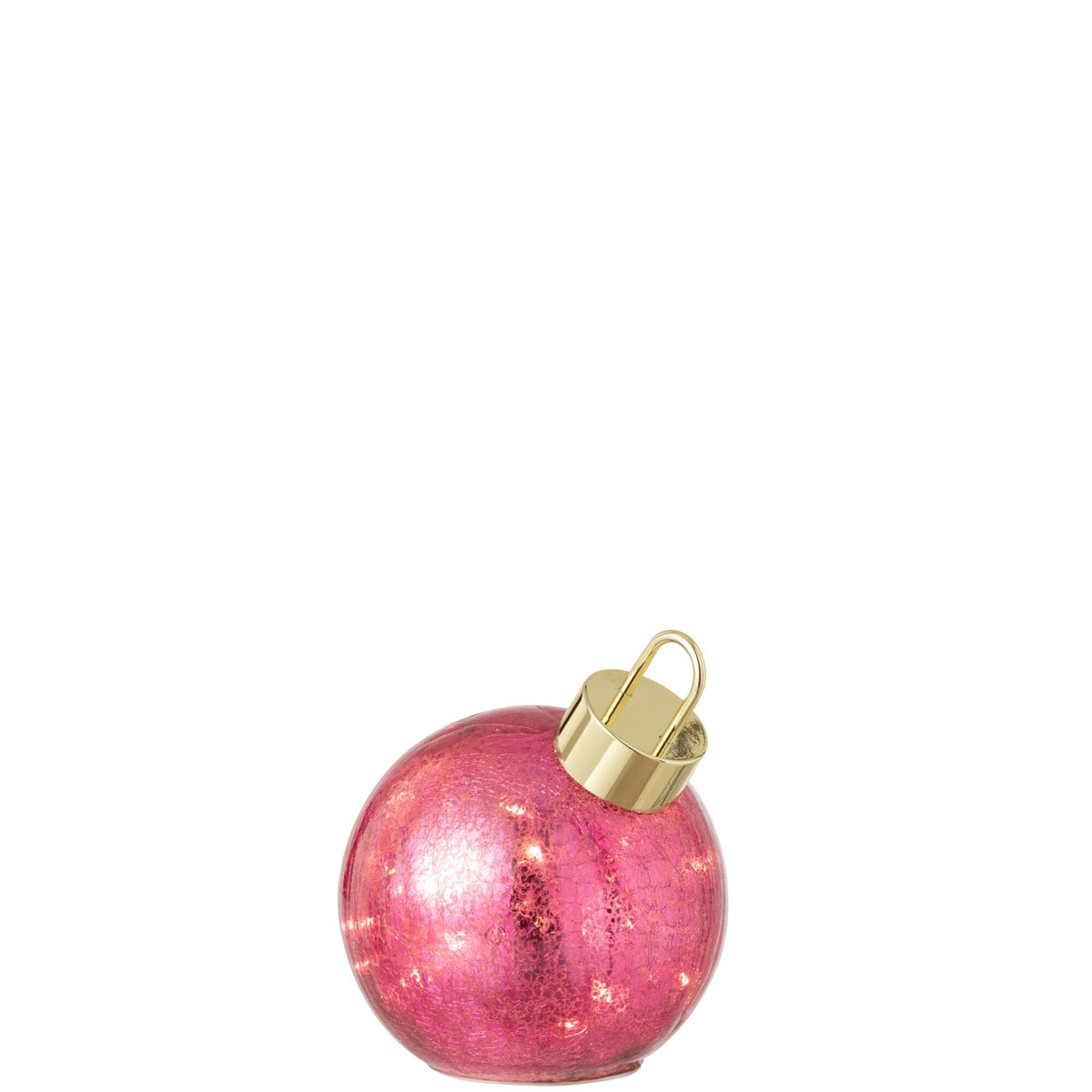 Kerstbal Led Glas Donkerroze Small van J-Line, onderdeel van de Set Van 3 Kerstballen Led Glas Donkerroze, op witte achtergrond