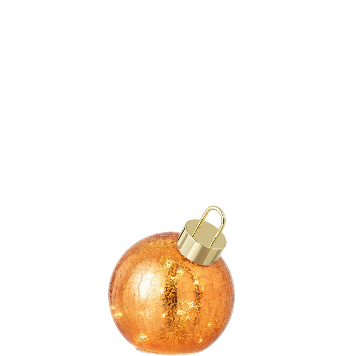 Kerstbal Led Glas Oranje Small van J-Line, onderdeel van de Set Van 3 Kerstballen Led Glas Oranje, op witte achtergrond