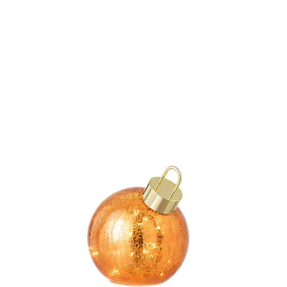 Kerstbal Led Glas Oranje Small van J-Line, onderdeel van de Set Van 3 Kerstballen Led Glas Oranje, op witte achtergrond