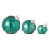 Set Van 3 Kerstballen Led Glas Turquoise van J-Line, de complete set met alle drie de kerstballen naast elkaar op witte achtergrond