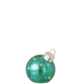 Kerstbal Led Glas Turquoise Small van J-Line, onderdeel van de Set Van 3 Kerstballen Led Glas Turquoise, op witte achtergrond