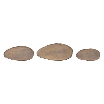 Set Van 3 Kora Schalen Messing van PTMD, de complete set met alle drie de schalen naast elkaar op witte achtergrond