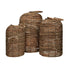Set Van 3 Lantaarns Kela Bananenblad Naturel van Pomax, drie geweven lantaarns in oplopende formaten