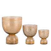 Set Van 3 Laurynn Kaarshouders Bubbelglas Bruin van PTMD, de complete set met alle drie de kaarshouders naast elkaar