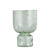 Laurynn Theelichthouder Groen Large van PTMD, zeegroen bubbelglas op een dikke glazen voet