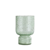 Laurynn Theelichthouder Groen Small van PTMD, zeegroen bubbelglas op een dikke glazen voet