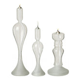 Set Van 3 Led Kaarsen Glas Transparant van J-Line, de complete set met alle drie de ledkaarsen naast elkaar op witte achtergrond