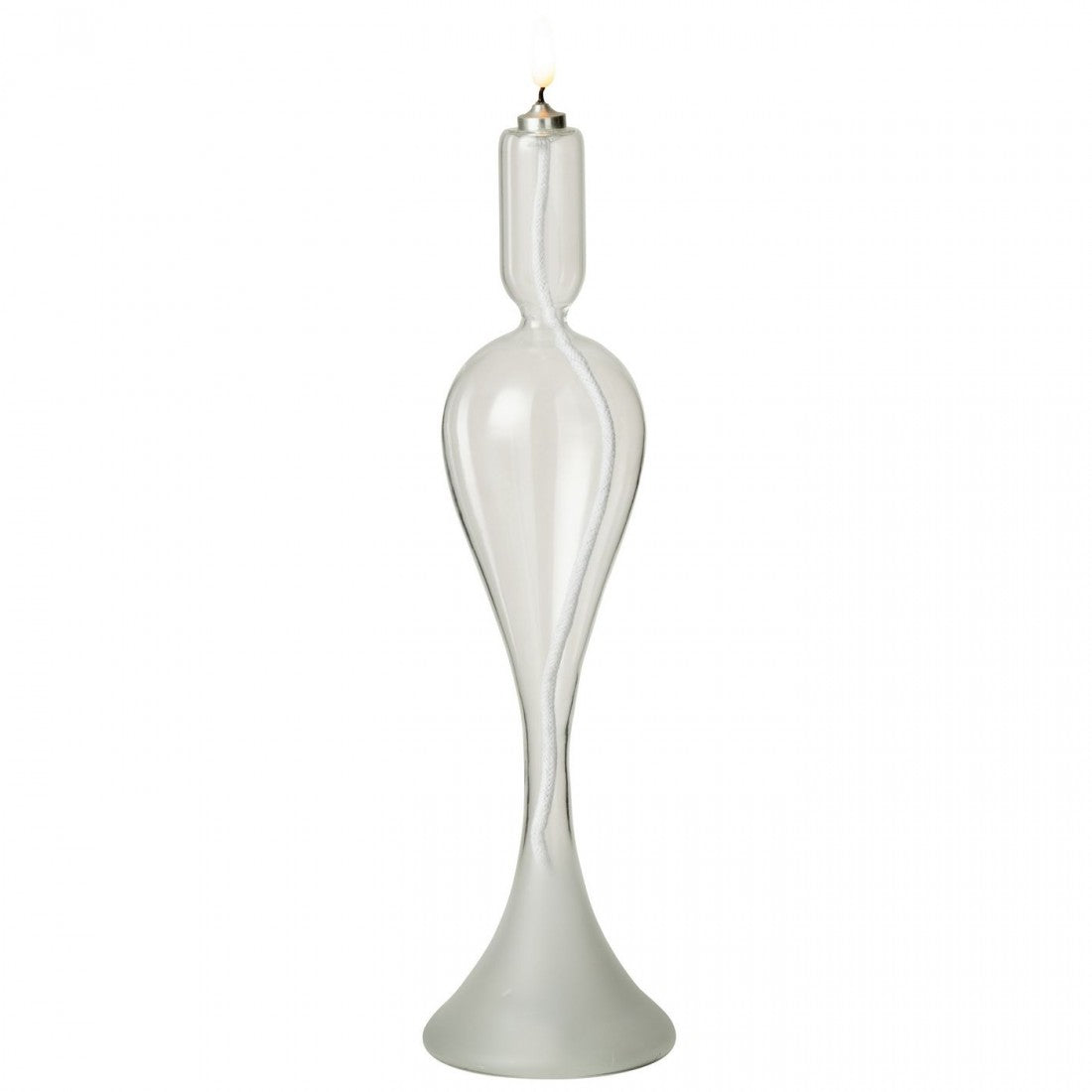 Led Kaars Glas Transparant Large van J-Line, onderdeel van de set, glazen kaars van 34 cm met matte voet