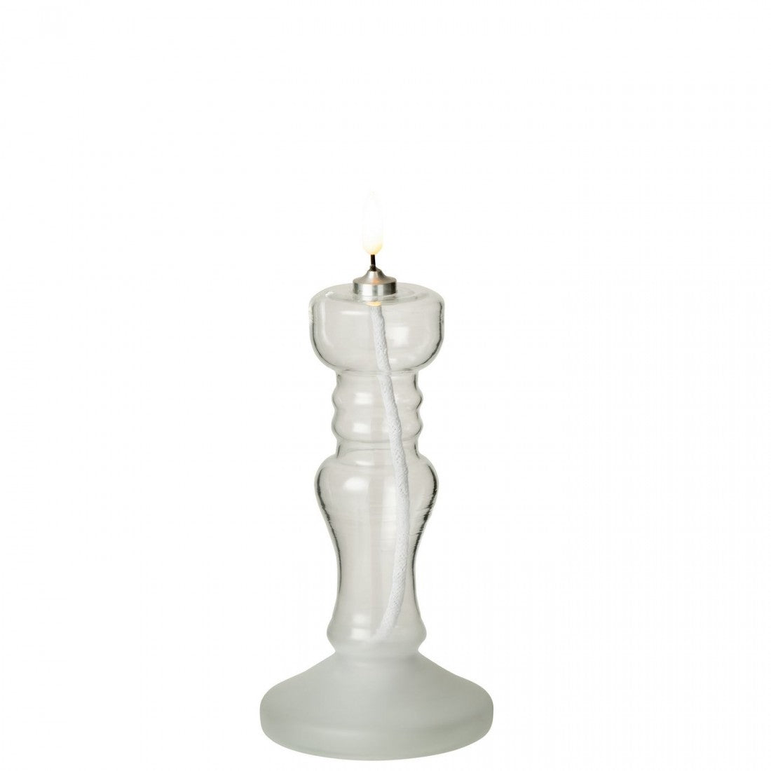 Led Kaars Glas Transparant van J-Line, onderdeel van de set, glazen kaars van 22,5 cm met gedraaid silhouet