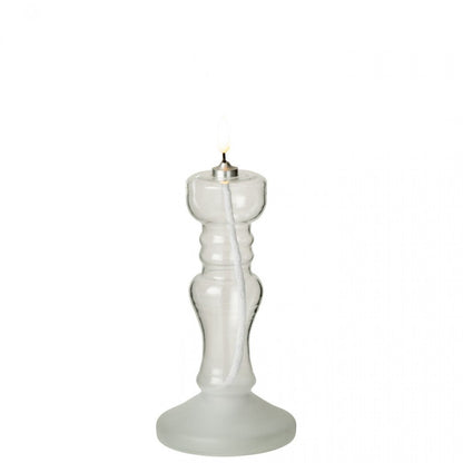 Led Kaars Glas Transparant van J-Line, onderdeel van de set, glazen kaars van 22,5 cm met gedraaid silhouet