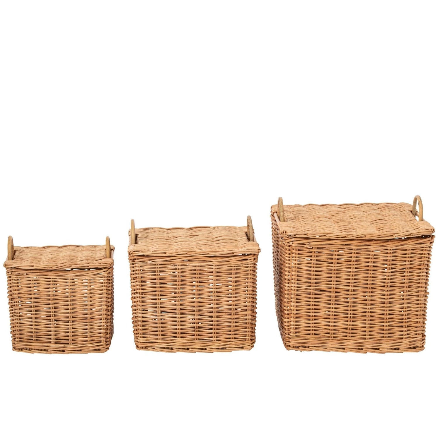 Set Van 3 Mand Met Handvatten Riet Naturel J-Line