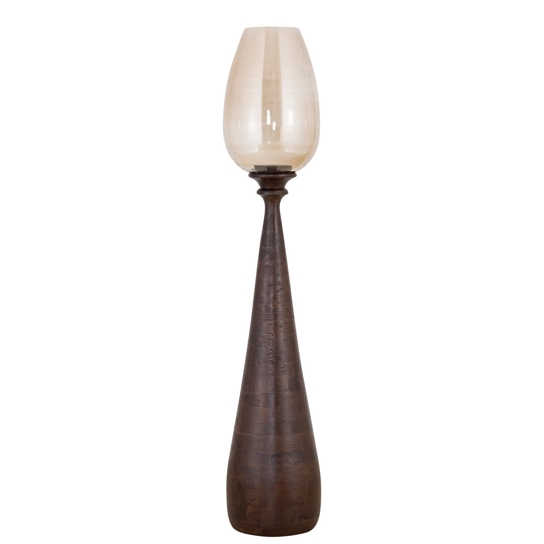 Set Van 3 Midi Windlichten Mangohout Bruin van PTMD, het grote windlicht op witte achtergrond