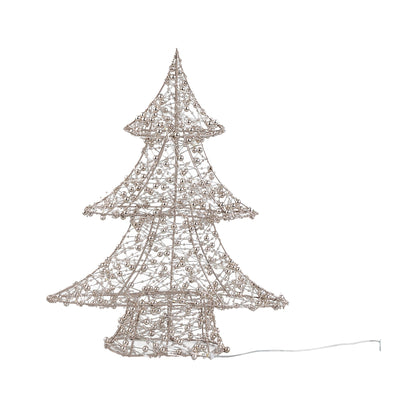 Set Van 3 Misk LED Kerstbomen Goud Met Kralen van PTMD, Misk Kerstboom LED Medium uit de set los op witte achtergrond