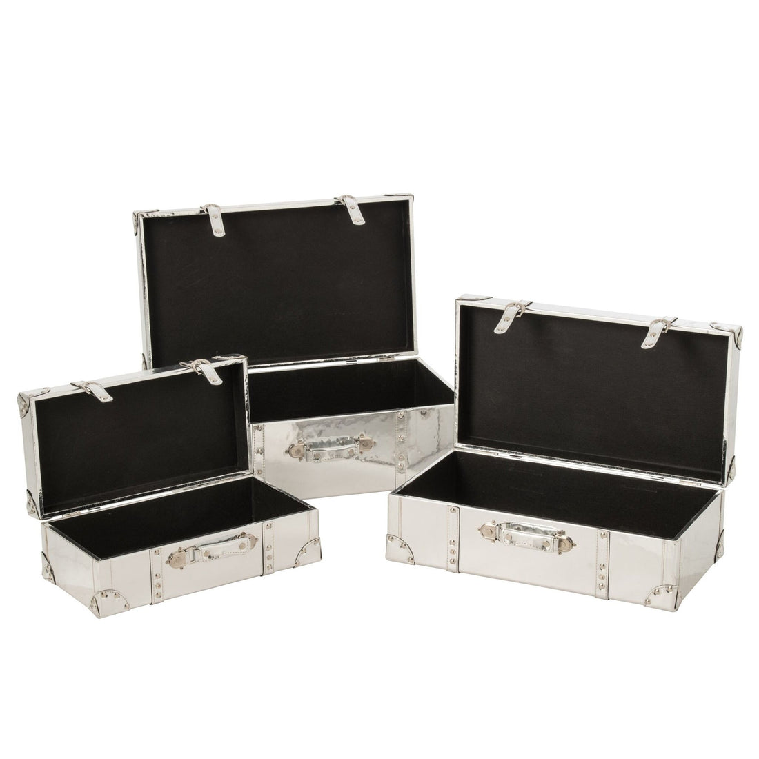 Set van 3 glanzende opbergboxen in zilver van J-Line
